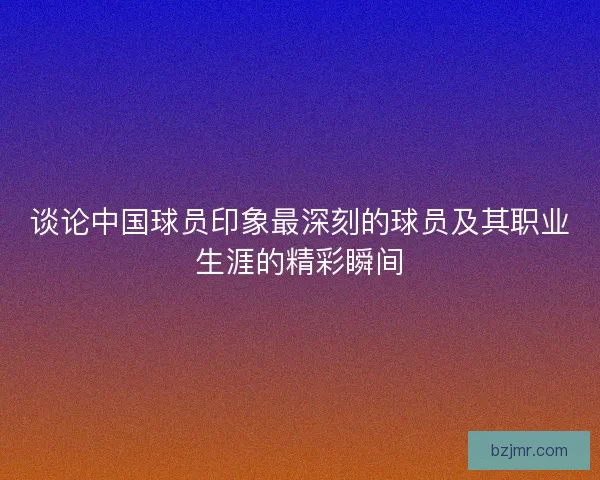 谈论中国球员印象最深刻的球员及其职业生涯的精彩瞬间